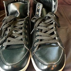 Charlotte Russe black leather high top sneakers